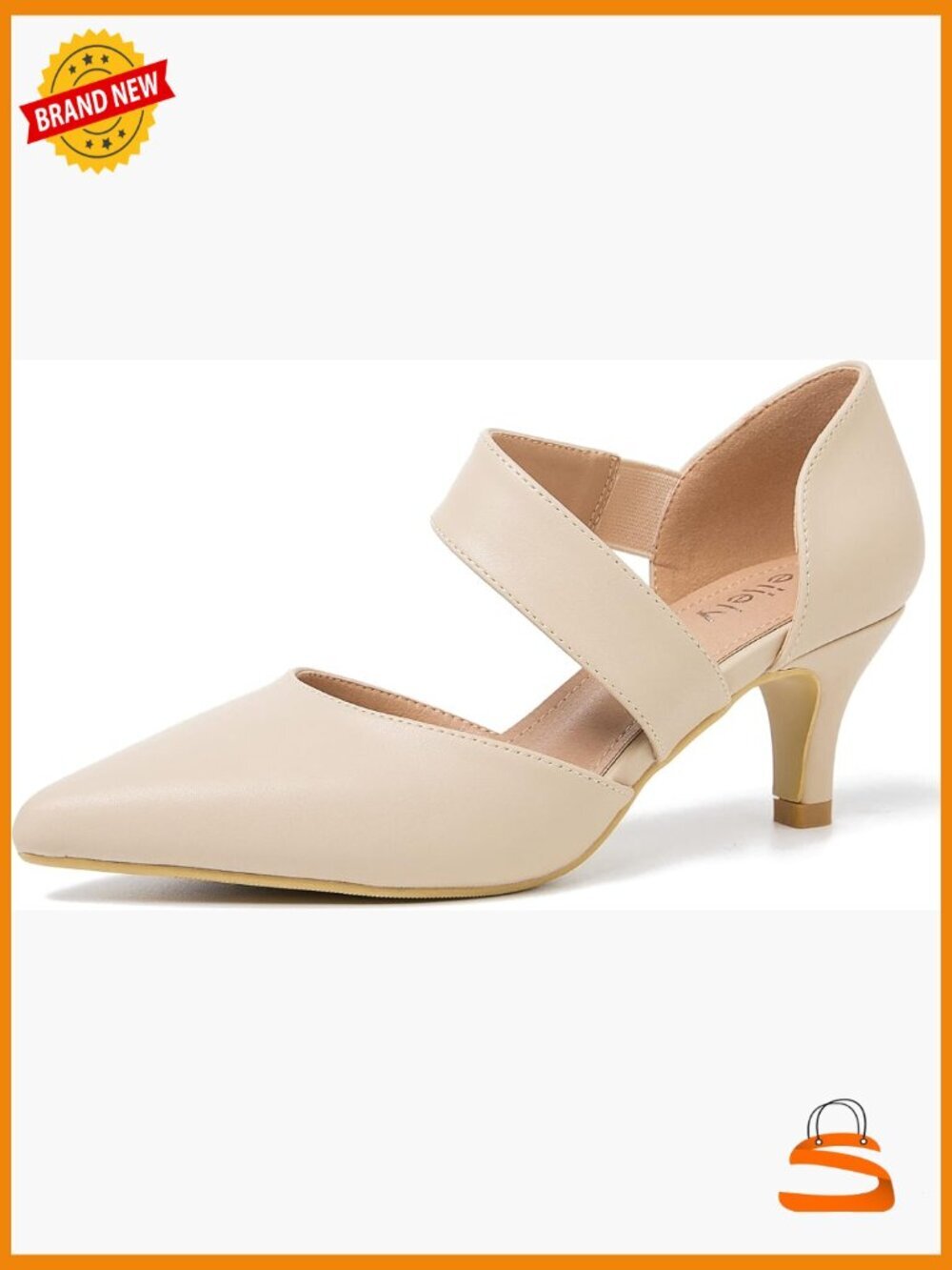 Kitten Heel Pumps Elastic Strap Slip On Dress Shoes Office Wear